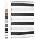 Blumtal Doppelrollo Schwarz, Weiß, Textil, 120x195 cm, Wohntextilien, Rollos & Jalousien, Rollos, Doppelrollos