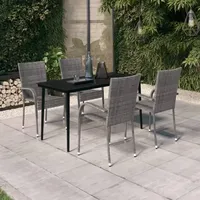 VidaXL 5-tlg. Garten-Essgruppe Grau und Schwarz
