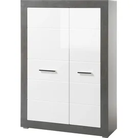 INOSIGN Mehrzweckschrank "Etero", grau (schwarz concret, weiß mdf hochglanz, applikation schwarz concret), B:100cm H:142cm T:35cm, Schränke, Mehrzweckschrank, Höhe 142 cm