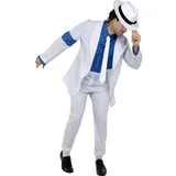 Funidelia | Michael Jackson Smooth Criminal Kostüm für Herren Popmusik, Musikgruppen, Sänger, 80er Jahre - Kostüm für Erwachsene & Verkleidung für Partys, Karneval & Halloween - Größe L - XL - Weiß