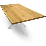 deluke Massivholzplatte Eiche mit Baumkante 160 x 80 cm