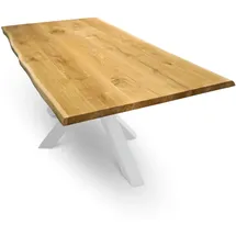 deluke Massivholzplatte Eiche mit Baumkante 160 x 80 cm