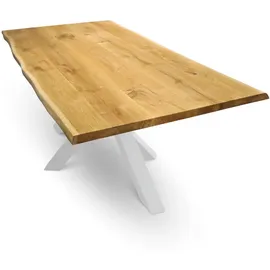 deluke Massivholzplatte Eiche mit Baumkante 160 x 80 cm