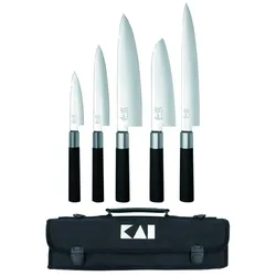 KAI Wasabi Black Europa Set: 6 Messer + Messertasche