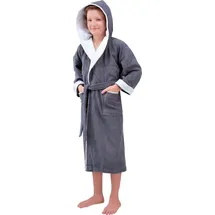 Egeria Kinderbademantel Calypso, Langform, Walkfrottee, Kapuze, Gürtel, mit Kapuze, Doubleface Optik, 100 % Baumwolle grau 164/170 | 120 cm