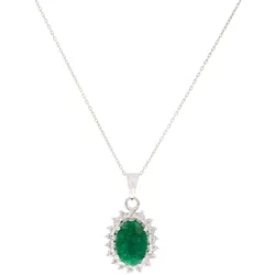 Kette mit Anhänger FIRETTI "Schmuck Geschenk Silber 925 Halsschmuck Halskette Ankerkette", bunt (silberfarben, grün), Halsketten, Damen, Silber 925 (Sterlingsilber), L: 45,5cm, mit Smaragd (beh.), Topas