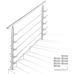Gimisgu Treppengeländer Edelstahl Handlauf 80-180cm Geländer 0-5 Querstab Bausatz Aufmontage, 100 cm Länge, mit 5 Pfosten, für Brüstung Balkon Garten 100 cm