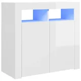 vidaXL Sideboard mit LED-Leuchten Hochglanz-Weiß 80x35x75 cm