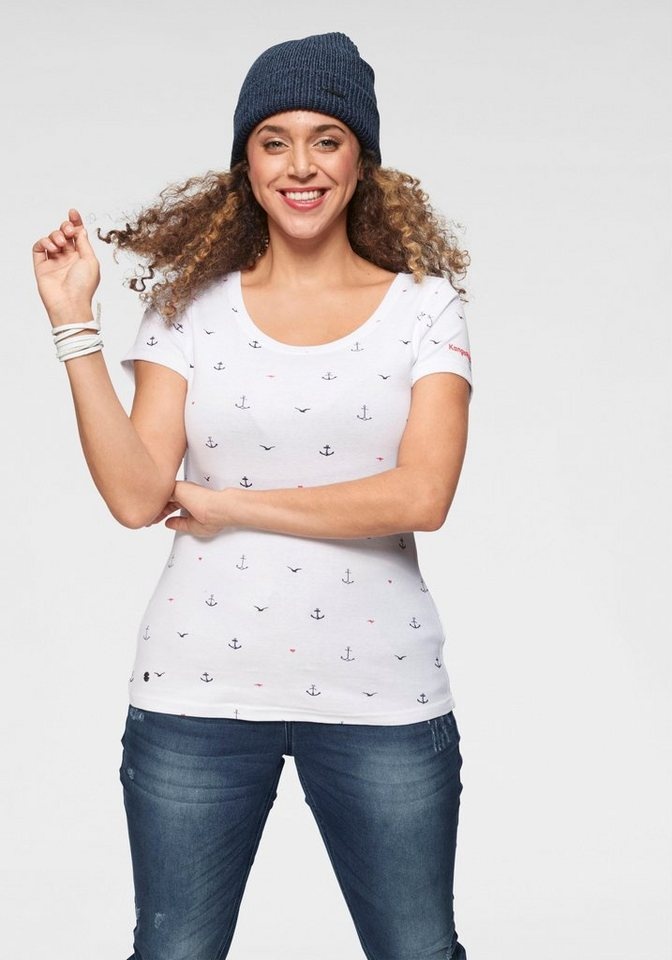 KangaROOS T-Shirt mit Anker, Schiffchen oder Reh-Print weiß 44/46 (L)