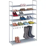 Relaxdays Schuhregal 99 x 10 x 15 cm 6 Ebenen grau