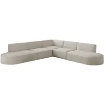 Fun Möbel Ecksofa Designersofa PALMA Stoff Ascot Beige Universal