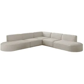 Fun Möbel Ecksofa Designersofa PALMA Stoff Ascot Beige Universal