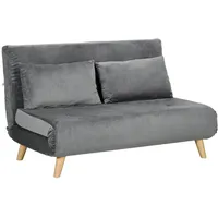 Schlafsofa 2-Sitzer Sofa mit Bettfunktion, Klappsofa mit Kissen, Grau