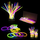 Trimming Shop Knicklichter Party Set für Kinder & Erwachsene, 15 Leuchtstäbe mit Verbinder Lang anhaltende Neon Knicklichter Halsketten, Armbänder, Halloween mitgebsel Kinder, Deko & Festival Zubehör