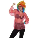 Metamorph Kostüm Netzhemd neon-pink, Netzshirt im trashigen 80er Jahre Neon-Look rosa