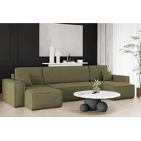 kaiser möbel Ecksofa mit schlaffunktion und bettkasten, Sofa U-form, Couch U-form BEST Dicker Cord Poso Olive