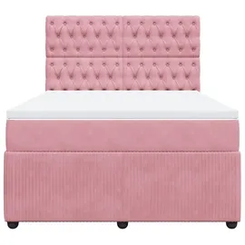 vidaXL Boxspringbett mit Matratze Rosa 140x200 cm Samt