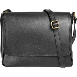 Cluty Umhängetasche echt Leder, Made in Italy schwarz