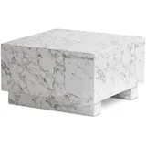 KADIMA DESIGN Couchtisch MONOBLOC 60x60x35 cm Hochglanz mit Marmor Optik, in Weiß | Gr.: onesize