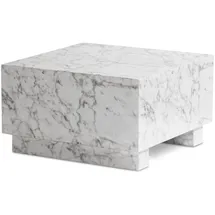 KADIMA DESIGN Couchtisch MONOBLOC 60x60x35 cm Hochglanz mit Marmor Optik, in Weiß | Gr.: onesize