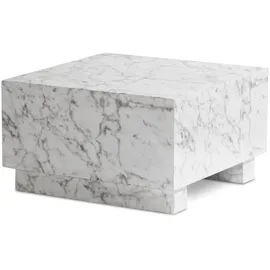 KADIMA DESIGN Couchtisch MONOBLOC 60x60x35 cm Hochglanz mit Marmor Optik, in Weiß | Gr.: onesize