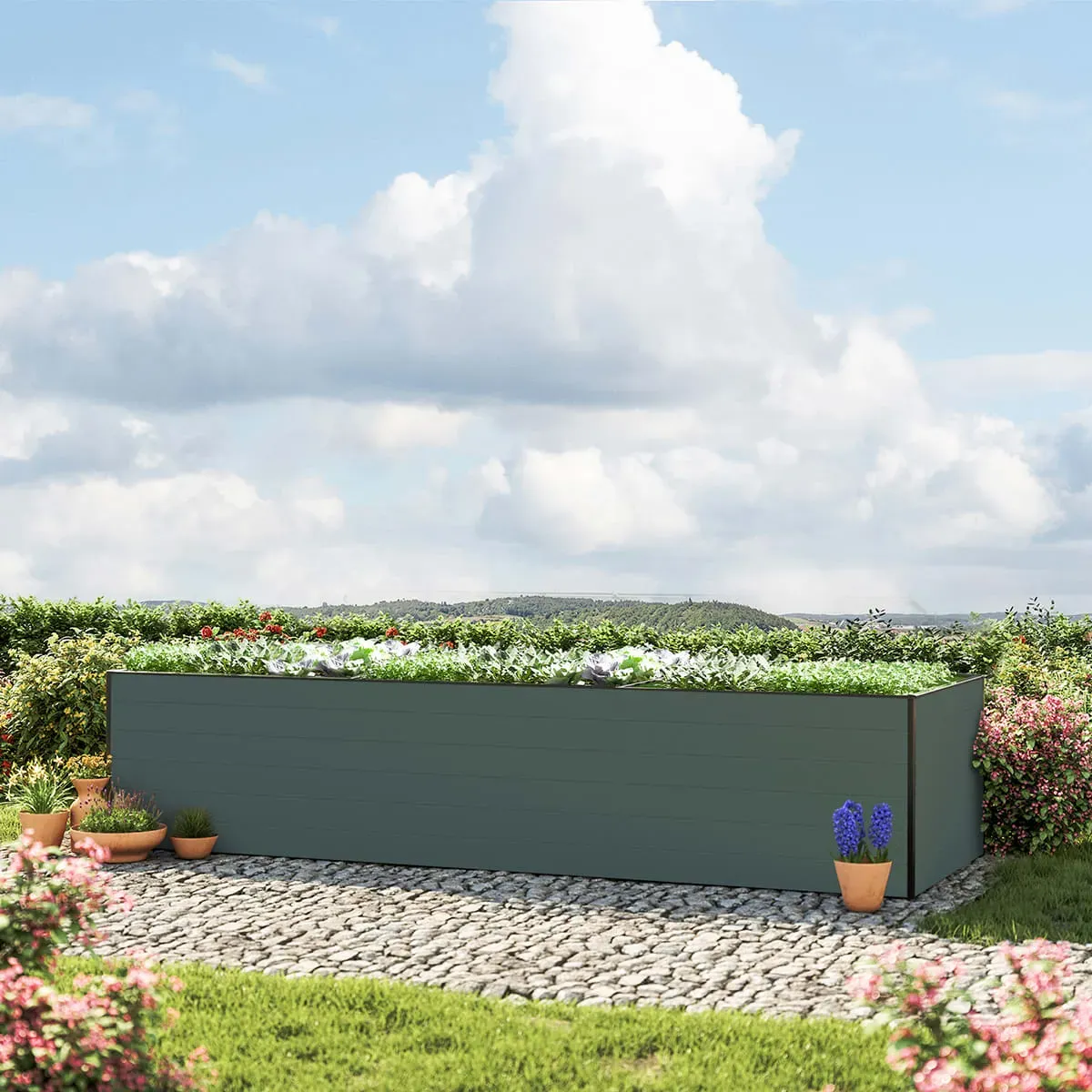 GFP Kingsize 351 x 77 x 77 cm Hochbeet, Anthrazit - (GFPV00385)