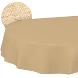 ANRO Tischdecke abwaschbar Oval 180 x 140 cm Beige