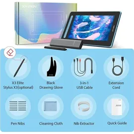 XP-Pen XPPen Artist 12 2 Gen Grafiktablett mit Display 133% sRGB Farbraum batterieloser Stift mit X3 Smart-Chip, für digitales Zeichnen/Illustration (Blau)