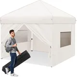 SURFOU Pavillon 3x3m Wasserdicht Stabil Winterfest Gartenpavillon, Faltpavillon mit 4 Seitenteilen Gartenzelt Pavillon wasserdicht stabil weiß