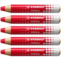 STABILO MARKdry, 5 Stück(e), Rot, Rund, Holz, 1 cm, Junge/Mädchen