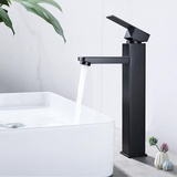 Homelody Wasserhahn Bad Schwarz Badarmaturen für Warm und Kaltwasser, Waschbecken Armatur, Mischbatterie Einhandmischer Waschtischarmatur Hoch, Sc...