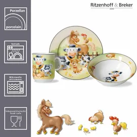 Ritzenhoff & Breker Hoftiere 3tlg. Porzellan Bunt