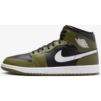 Jordan Nike Air Jordan 1 Mid "Black White Olive" Grün, Größe: 43