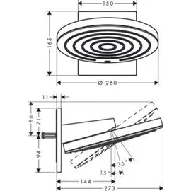 Hansgrohe Pulsify S 260 mit Wandanschluss, mattschwarz