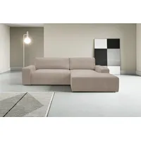 werk2 Eckcouch Cord 2-Sitzer Hellgrau/Beige