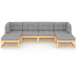 vidaXL Garten-Lounge-Set 6-tlg. natur/grau