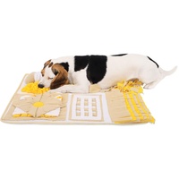 lionto Schnüffelteppich für Hunde Suchteppich Trainingsmatte (M) 70 x 60 cm gelb-braun