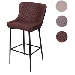 Barhocker HWC-H79, Barstuhl Tresenhocker, Vintage Metall Fu√üablage ~ Stoff/Textil braun
