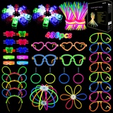 Segotendy 488PCS Knicklichter Party Set,Leuchtstäbe mit 20 Fingerlampe, Neon Brille Haarnadel Ohrring Ball, Glow Sticks für Geburtstagsdeko Halloween Deko Weihnachten Silvester Deko 2025 Feuerwerk