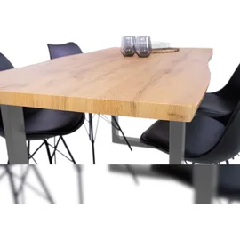 Sam Esstisch Baumkante Holz-Optik Wildeiche 160 x 85 U-Gestell silber JOSY