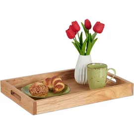 Relaxdays Serviertablett, Holz, Holzwerkstoff, 46x5x31 cm, Tischkultur & Servieren, Tabletts
