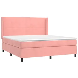 vidaXL Boxspringbett mit Matratze & LED Rosa 180x200 cm Samt