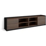 SKRAUT HOME Lowboard 207x50x37 cm Dunkler Eiche/Schwarz Holzwerkstoff
