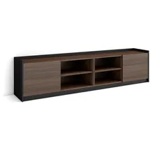 SKRAUT HOME Lowboard 207x50x37 cm Dunkler Eiche/Schwarz Holzwerkstoff