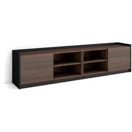 SKRAUT HOME Lowboard 207x50x37 cm Dunkler Eiche/Schwarz Holzwerkstoff