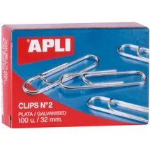 APLI 5 Star 505337, 503352, Packung mit 100 flachen Clips, 32 mm