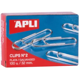 APLI 5 Star 505337, 503352, Packung mit 100 flachen Clips, 32 mm