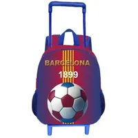 Tinisu FC Barcelona 3D Rucksack mit Rollen Fußball Tasche Schule Ranzen Umhängetasche