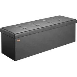 Sitzbank Schwarz 115x38x38cm mit Stauraum faltbar