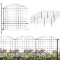 V2Aox Zaun Gartenzaun Steckzaun Teichzaun für Garten Teich 12 Zaunelemente 78 cm hoch Metall Hundezaun Gitterzaun Oberbogen Schwarz V2Aox6 x 6cm